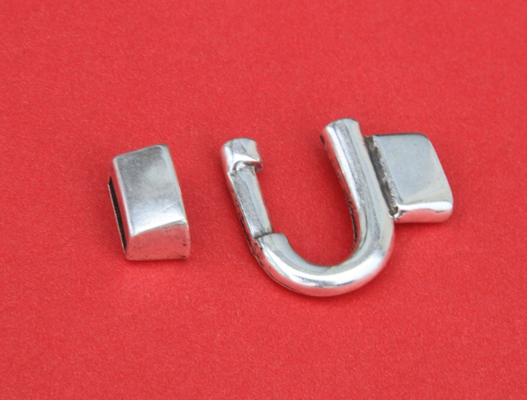 FC0218>>MADE IN EUROPE zamak U clasp, horse shoe clasp, horse shoe hook, zamak hook clasp, flat cord hook, 10mm cord hook (ABLZ136S) Qty 1