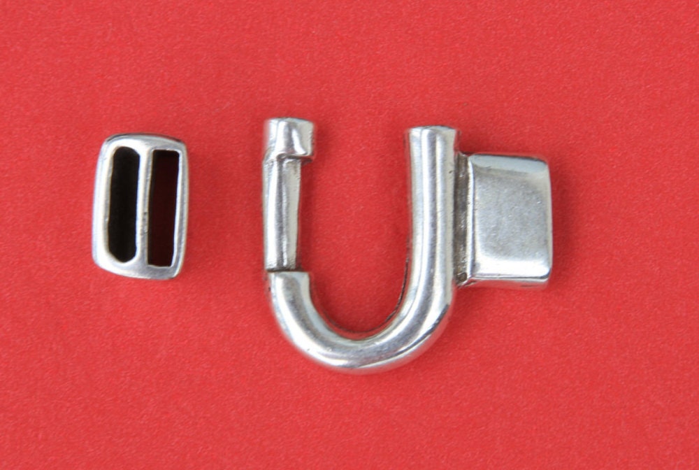 FC0218>>MADE IN EUROPE zamak U clasp, horse shoe clasp, horse shoe hook, zamak hook clasp, flat cord hook, 10mm cord hook (ABLZ136S) Qty 1
