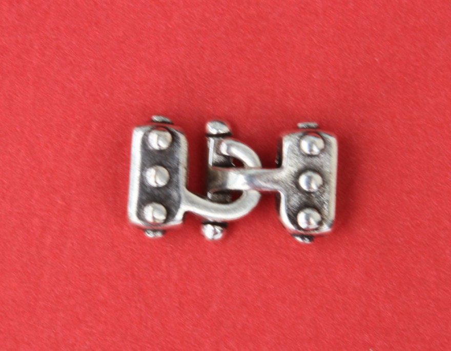 FC0210>>MADE IN EUROPE zamak hook clasp, dots hook clasp, 10mm flat cord zamak hook clasp, (6857) Qty1