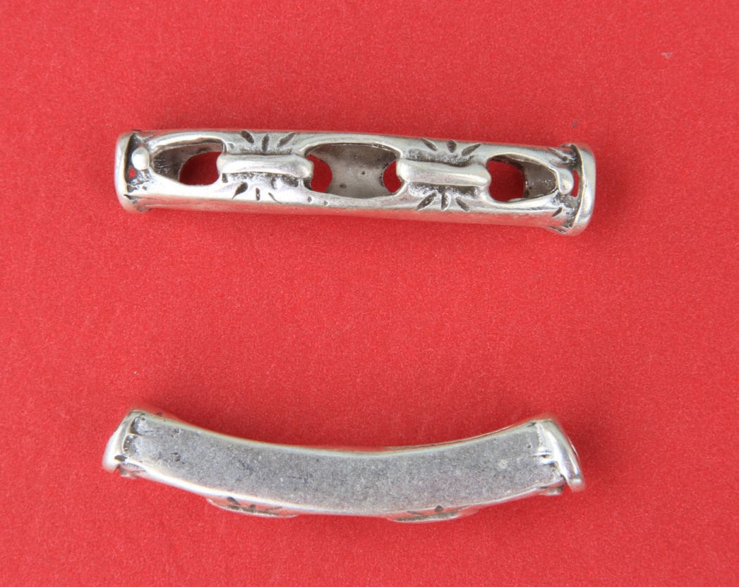 RS0162>> MADE IN EUROPE zamak slider, metal tube bead, round cord slider, 4mm leather tube slider Qty1