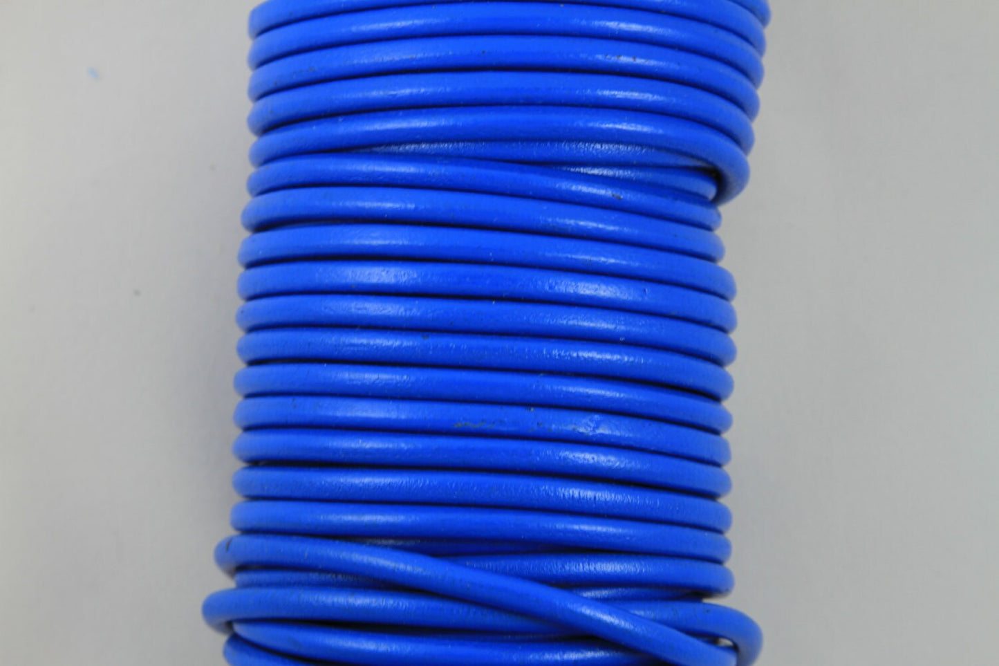 MADE IN SPAIN 2 feet (24") electric blue round leather cord, 5mm round leather cord, spanish leather cord (5AZE)