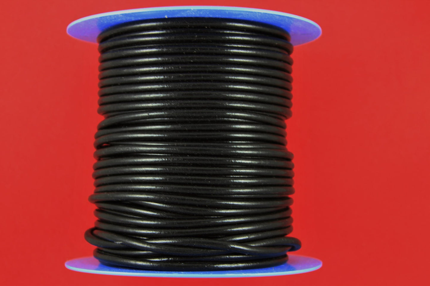 MADE IN SPAIN 2 feet (24"-60cm) black round leather cord, 5mm round leather cord, spanish leather cord (5ANINEG)