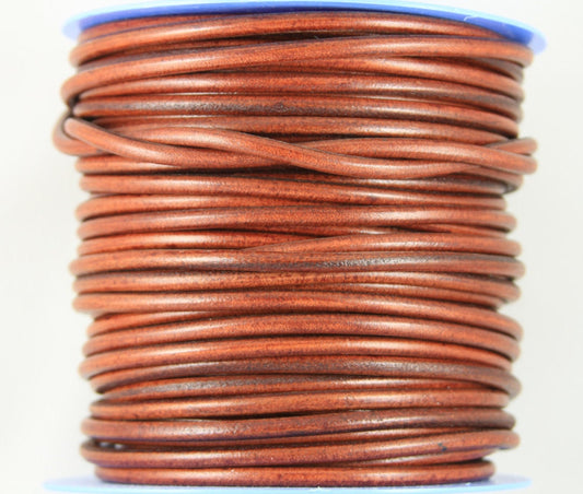 MADE IN SPAIN 2 feet (24") tobacco color round leather cord, genuine round leather cord, spanish leather cord (5ANITAB)