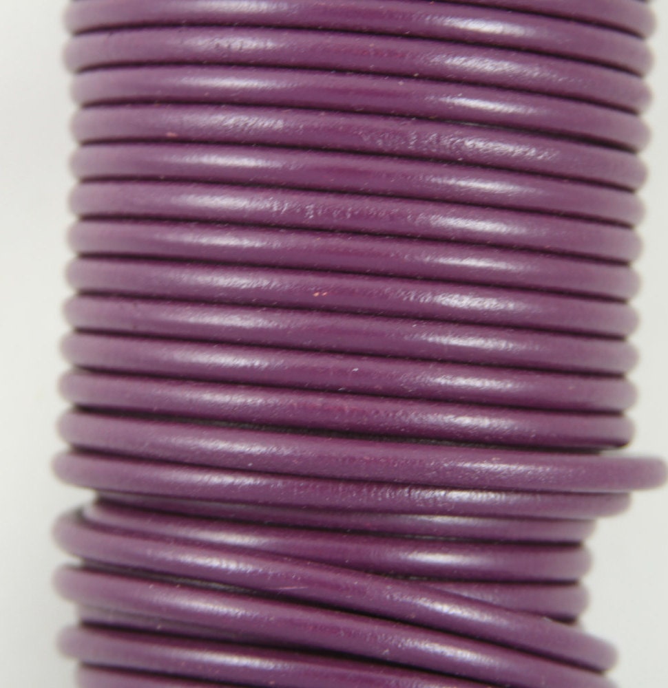 MADE IN SPAIN 2 feet (24"=61CM) purple round leather cord, 5mm round leather cord,  (5IRI)