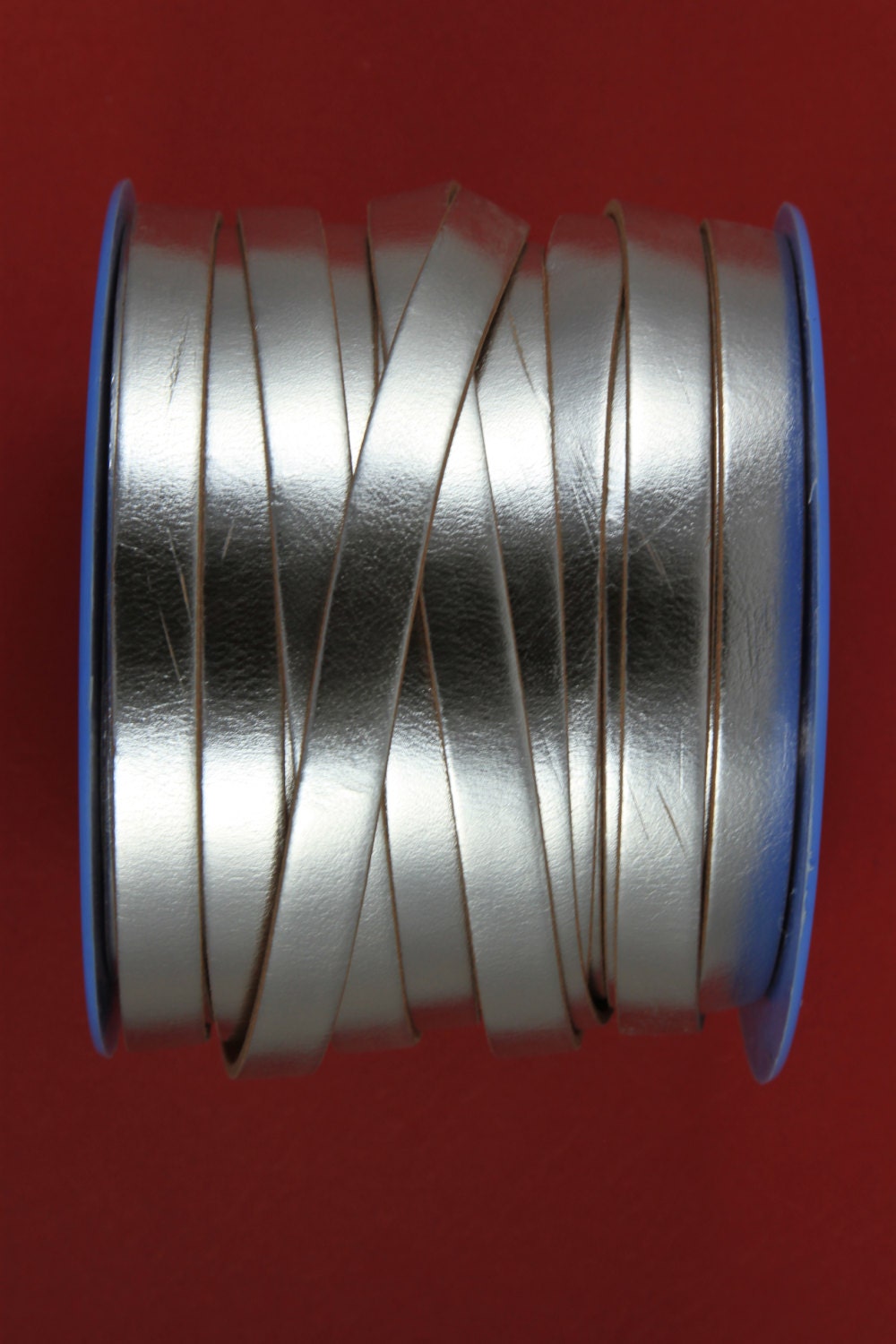 MADE IN SPAIN 24" silver 10mm flat leather cord, 10mm old silver leather cord (VM10MTPLA)