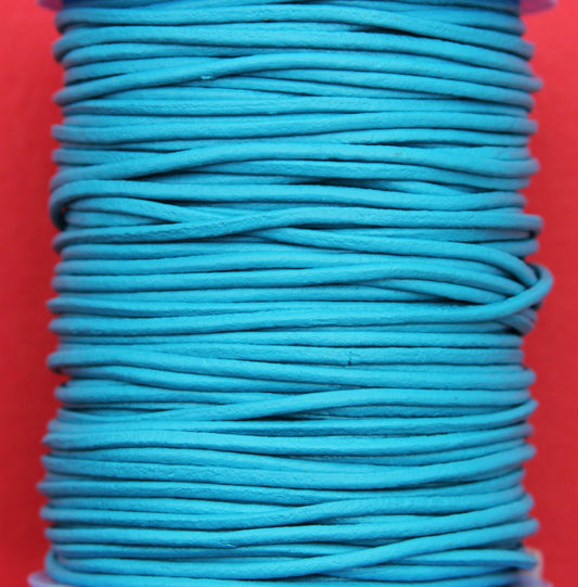 MADE IN SPAIN 6 feet 2mm leather cord, 2mm turquoise leather cord, 2mm jewelry leather cord (2AZL)