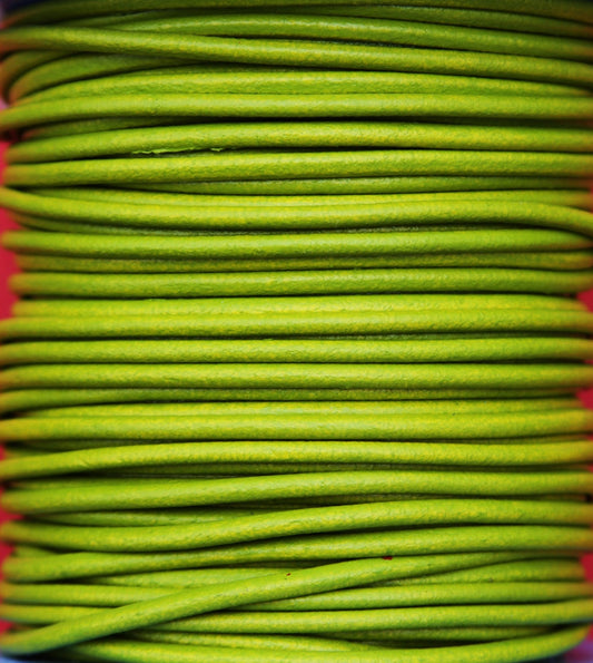 MADE IN SPAIN 6 feet 3mm leather cord, 3mm pistachio color leather cord, 3mm round leather cord, (3PIS)