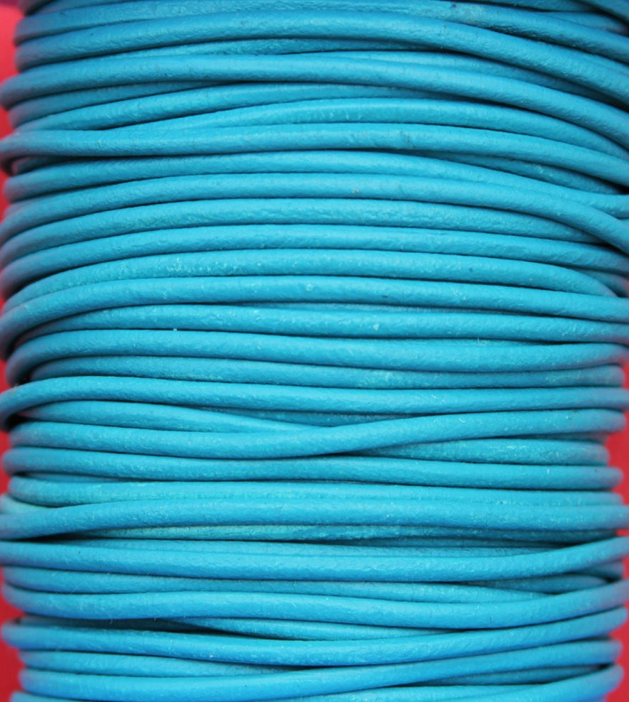 MADE IN SPAIN 6 feet 3mm leather cord, 3mm turquoise leather cord, 3mm round leather cord, (3AZL)