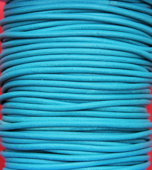 MADE IN SPAIN 6 feet 3mm leather cord, 3mm turquoise leather cord, 3mm round leather cord, (3AZL)