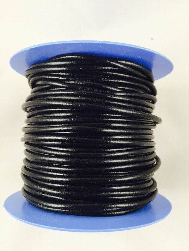 MADE IN SPAIN 6 feet of 3mm black leather cord, 3mm round leather cord (3ANINEG)
