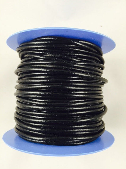 MADE IN SPAIN 6 feet of 3mm black leather cord, 3mm round leather cord (3ANINEG)